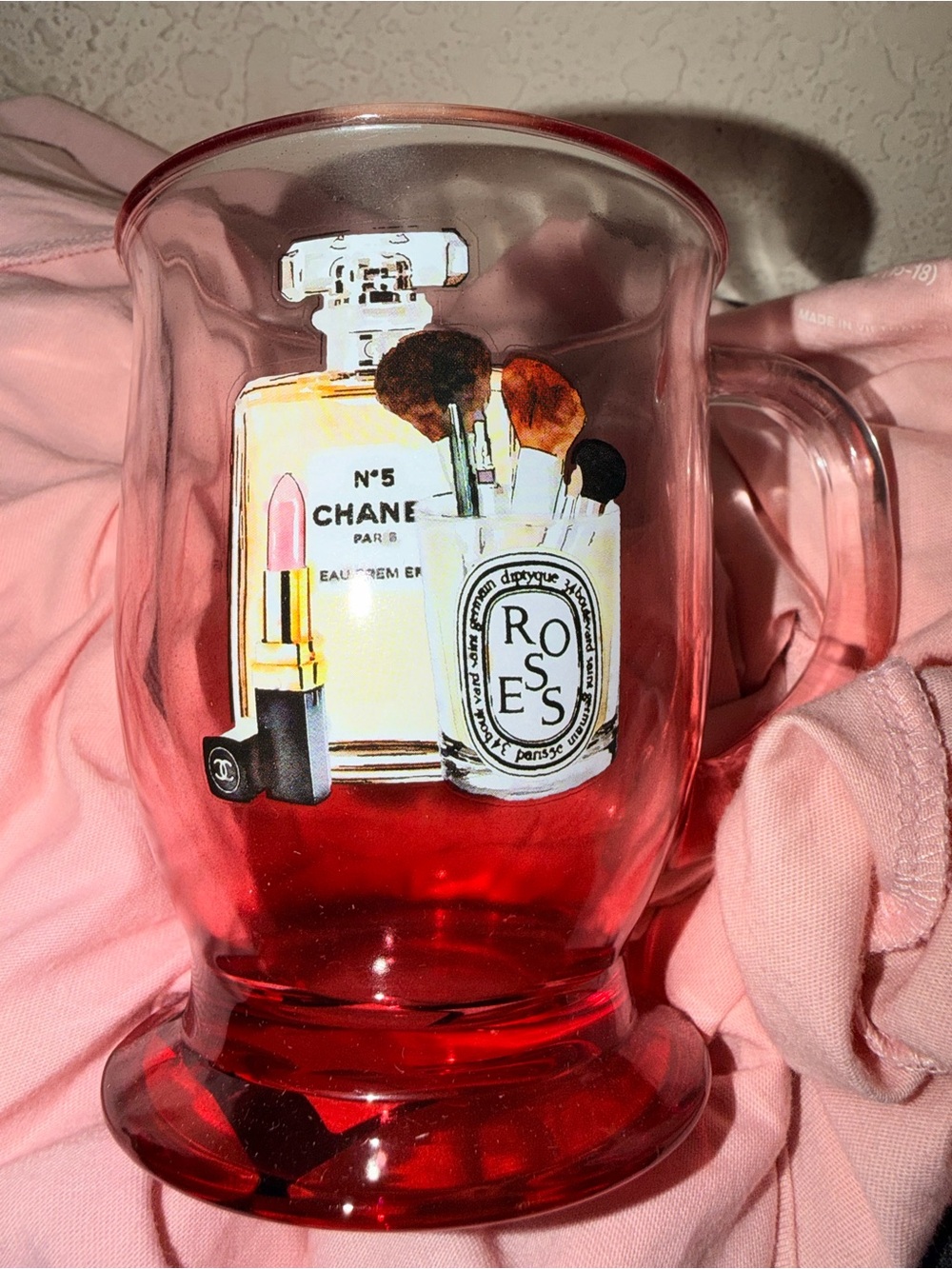 Chanel No. 5 Perfume Bottle Red Glass Mug, NWT